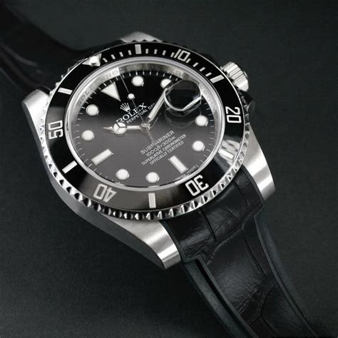 rolex submariner crocodile strap|rolex rubber strap.